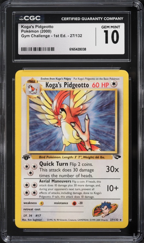 2000 Pokemon Gym Challenge 1st Edition Koga's Pidgeotto #27 CGC 10 GEM MINT