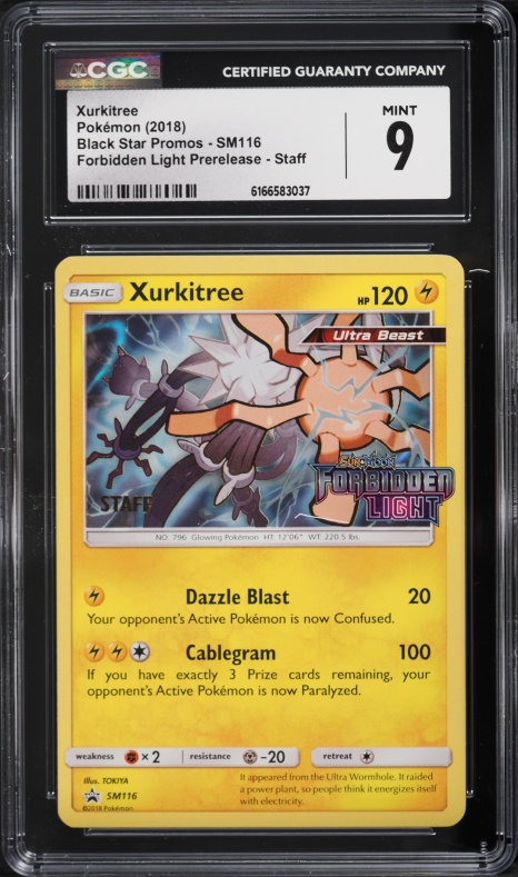 2018 Pokemon Black Star Promo Forbidden Light Prerelease Staff Xurkitree #SM116 CGC 9 MINT