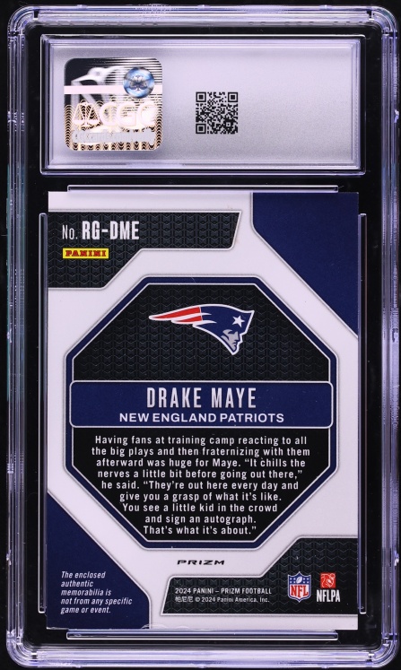 2024 Panini Prizm Gear Drake Maye ROOKIE PATCH #RG-DME CGC 8 NM-MT