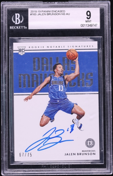2018 Panini Encased Jalen Brunson ROOKIE AUTO /75 #165 BGS 9 MINT