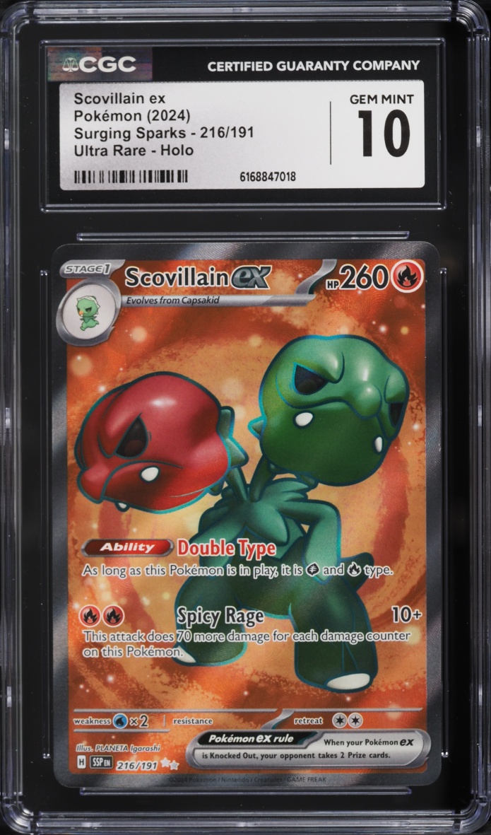 2024 Pokemon Scarlet & Violet Surging Sparks Full Art Scovillain Ex #216 CGC 10 GEM MINT