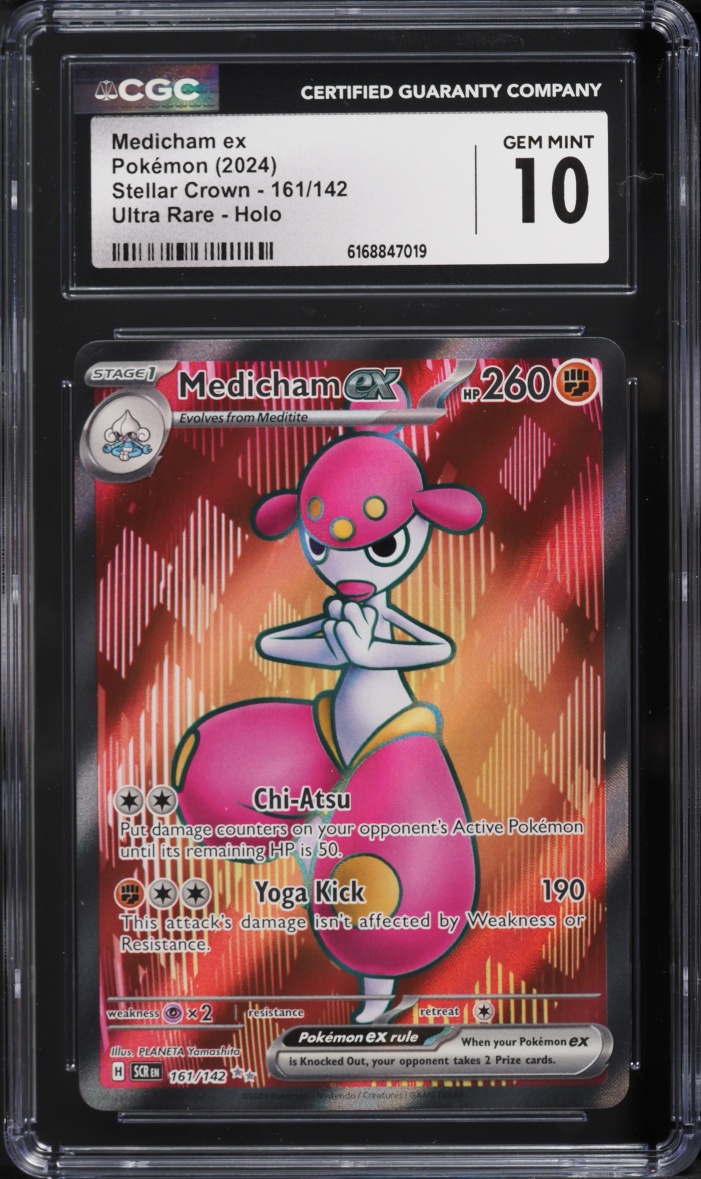 2024 Pokemon Scarlet & Violet Stellar Crown Full Art Medicham EX #161 CGC 10 GEM MINT