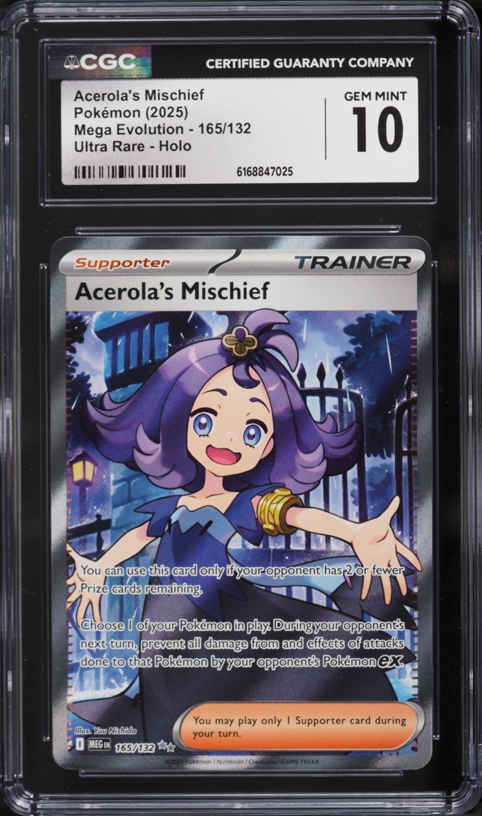 2025 Pokemon Mega Evolution Full Art Acerola's Mischief #165 CGC 10 GEM MINT