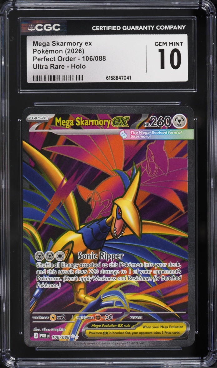 2026 Pokemon Mega Evolution Perfect Order Full Art Mega Skarmory Ex #106 CGC 10 GEM MINT