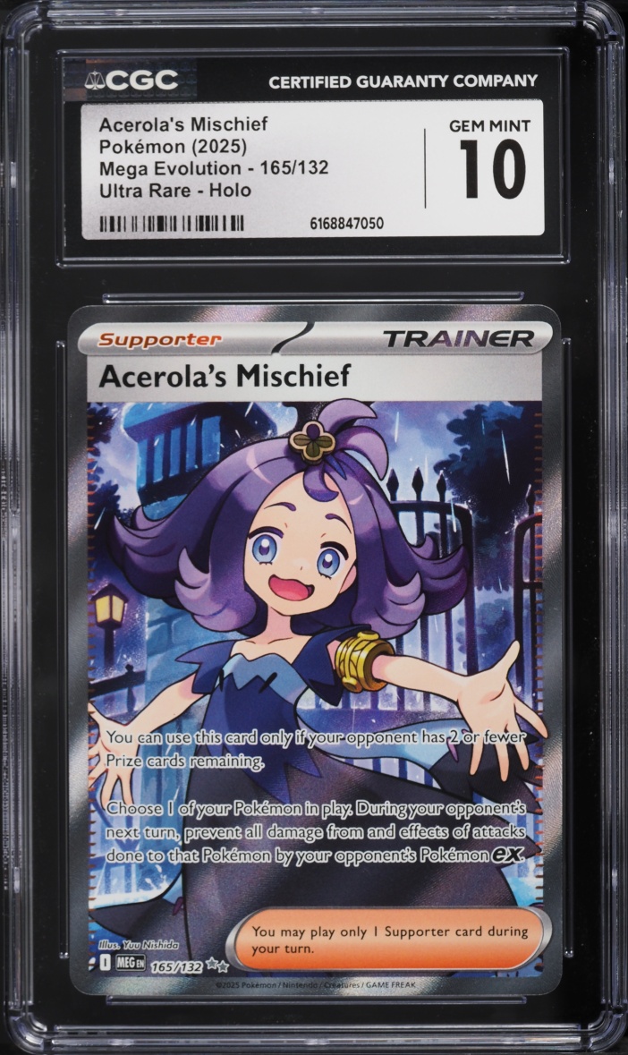2025 Pokemon Mega Evolution Full Art Acerola's Mischief #165 CGC 10 GEM MINT
