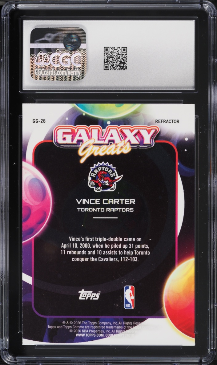 2025 Topps Chrome Cosmic Galaxy Greats Refractor Vince Carter #GG-26 CGC 9 MINT