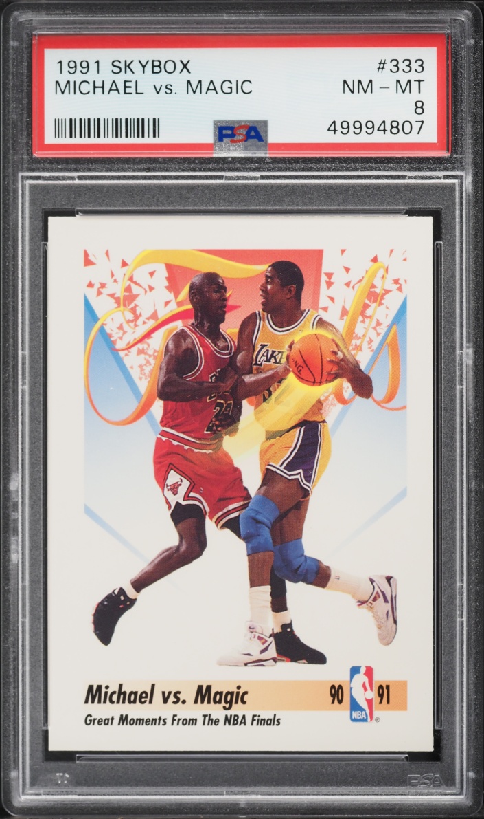1991 Skybox Basketball Michael Jordan VS Magic Johnson #333 PSA 8 NM-MT