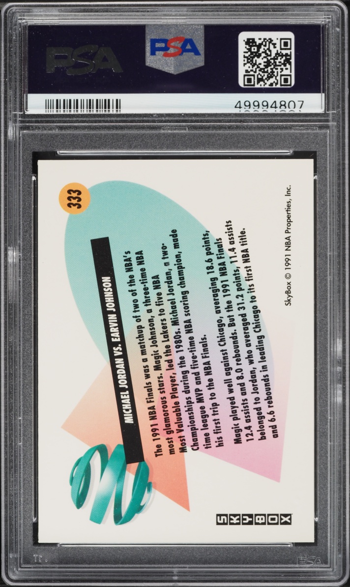 1991 Skybox Basketball Michael Jordan VS Magic Johnson #333 PSA 8 NM-MT