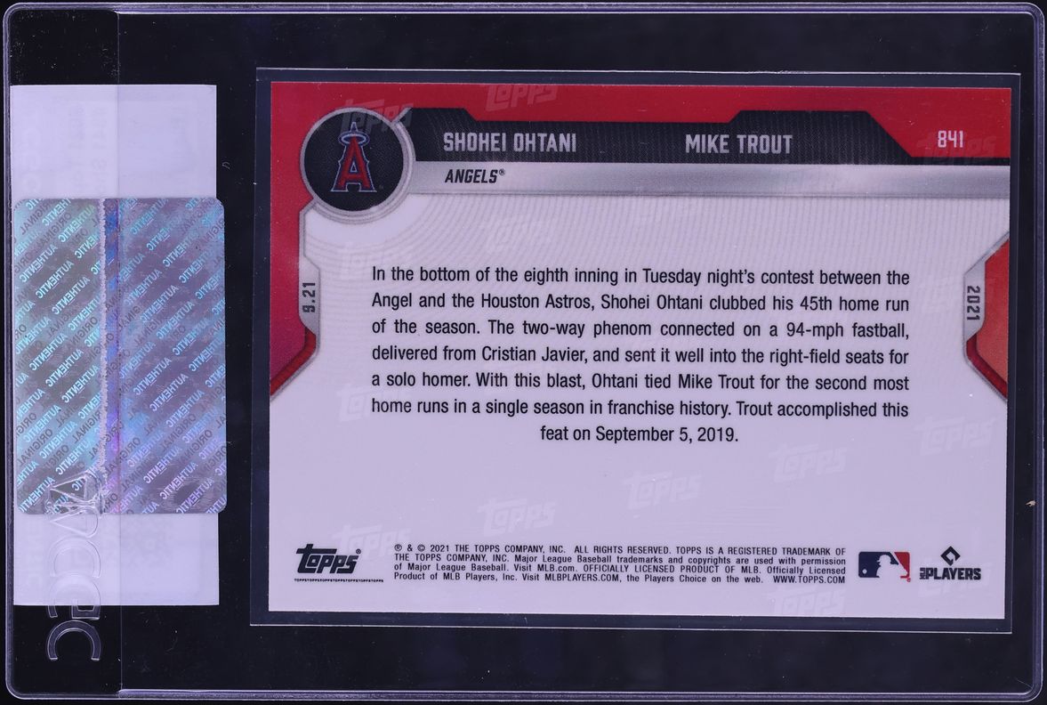 2021 Topps Now Shohei Ohtani Mike Trout #841 CGC AUTH