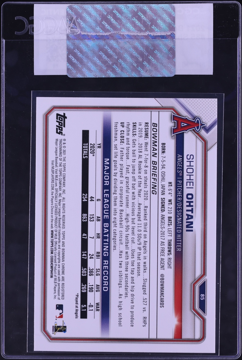 2021 Bowman Shohei Ohtani #85 CGC AUTH