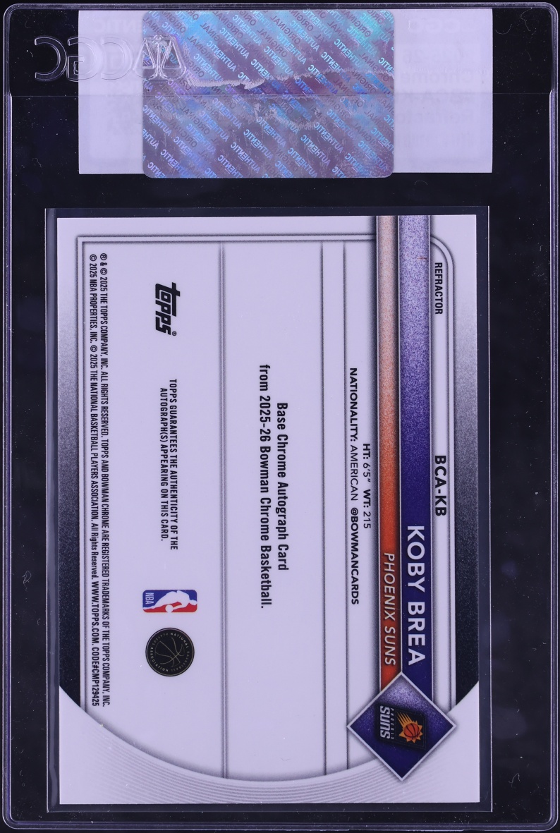 2025 Bowman Chrome Refractor Koby Brea ROOKIE AUTO /499 #BCA-KB CGC AUTH