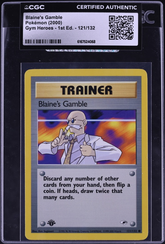2000 Pokemon Gym Heroes 1st Edition Blaine's Gamble #121 CGC AUTH