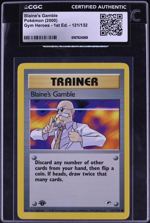 2000 Pokemon Gym Heroes 1st Edition Blaine's Gamble #121 CGC AUTH