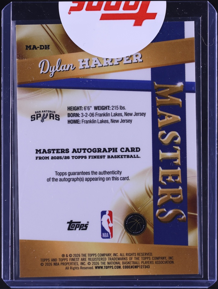 2025 Topps Finest Masters Yellow Geometric Refractor Dylan Harper ROOKIE AUTO /35 #MA-DH