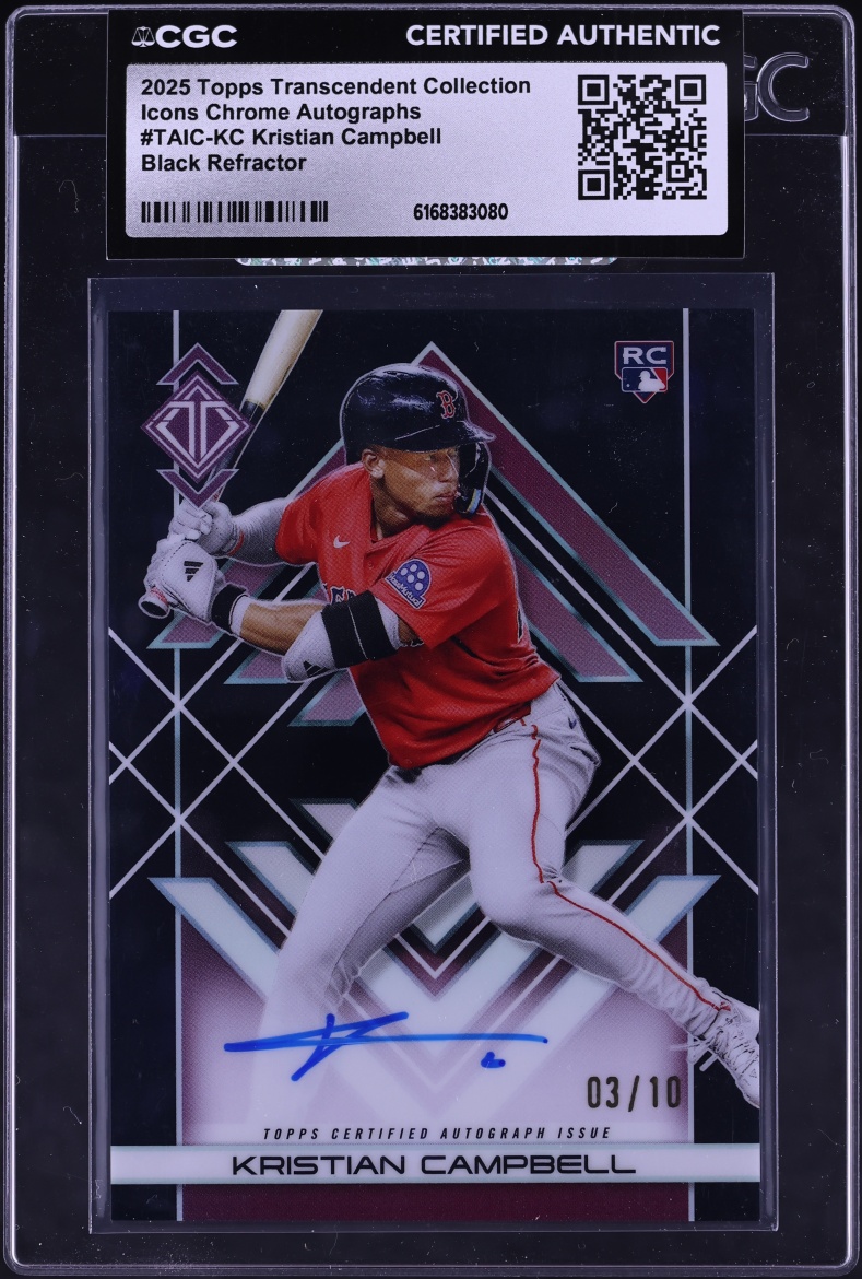 2025 Topps Transcendent Coll Icons Chrome Black Ref. Kristian Campbell ROOKIE AUTO /10 CGC AUTH