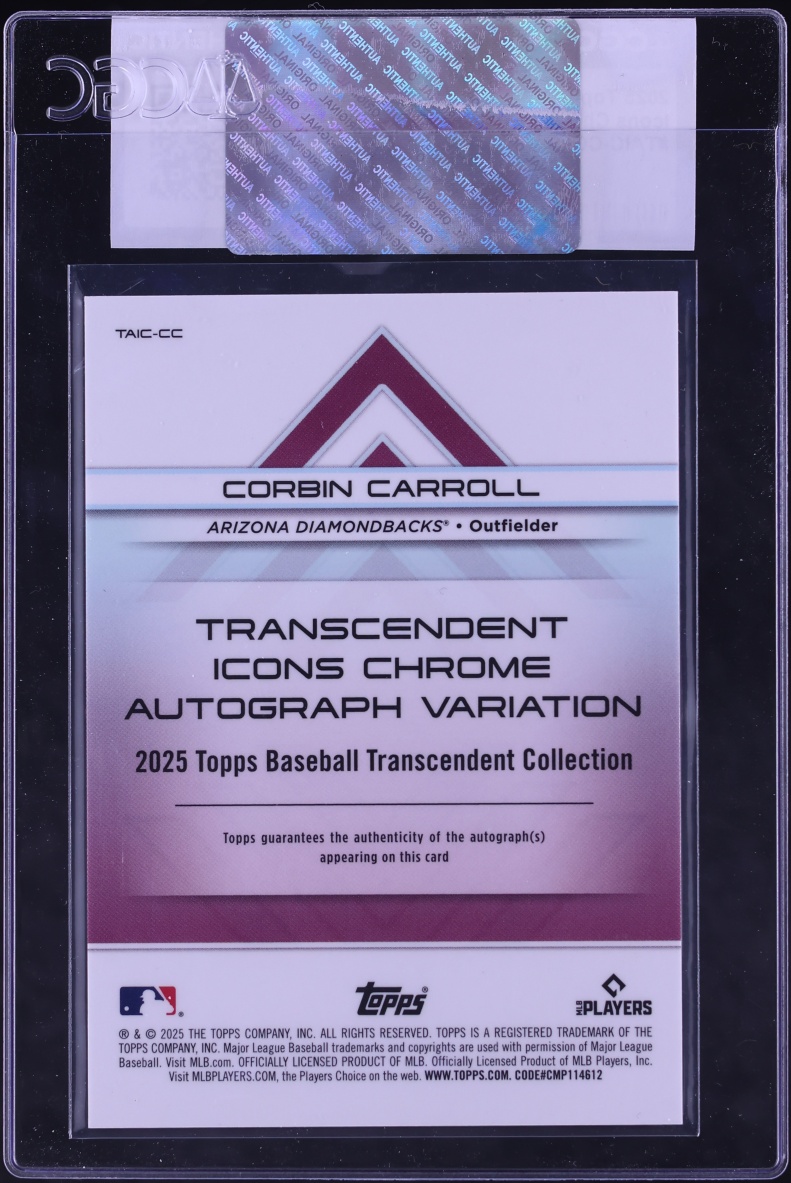 2025 Topps Transcendent Collection Icons Chrome Corbin Carroll AUTO /25 #TAIC-CC CGC AUTH