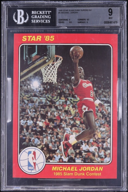 1985 Star Slam Dunk Supers 5X7 Michael Jordan ROOKIE #5 BGS 9 MINT