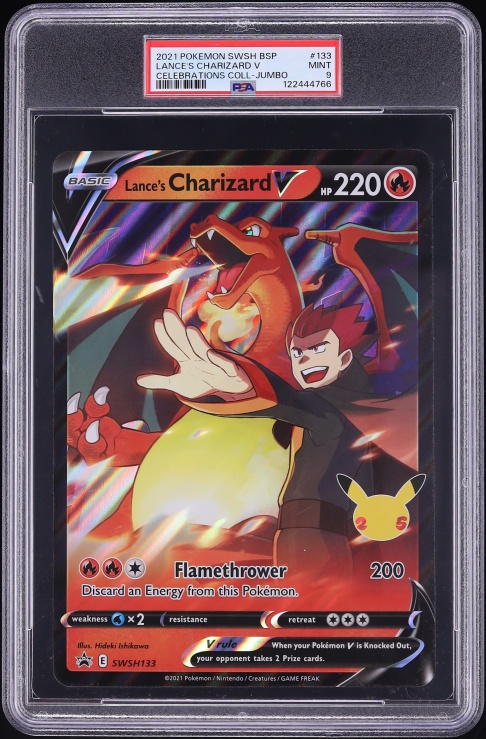 2021 Pokemon SWSH Promo Celebrations Jumbo Holo Lance's Charizard V #SWSH133 PSA 9 MINT