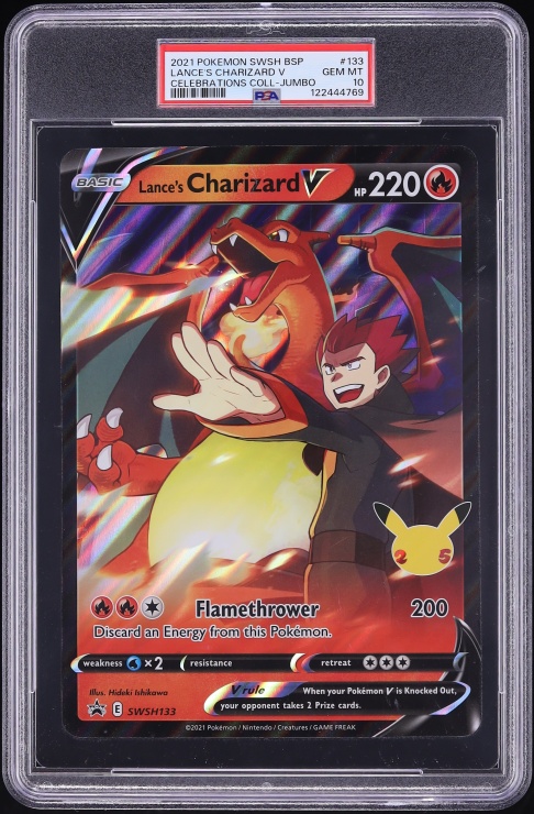2021 Pokemon SWSH Promo Celebrations Jumbo Holo Lance's Charizard V #SWSH133 PSA 10 GEM MINT