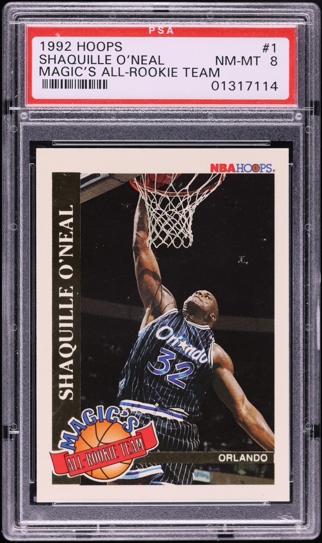 1992 Hoops Magics All-Rookie Team Shaquille O'Neal ROOKIE #1 PSA 8 NM-MT
