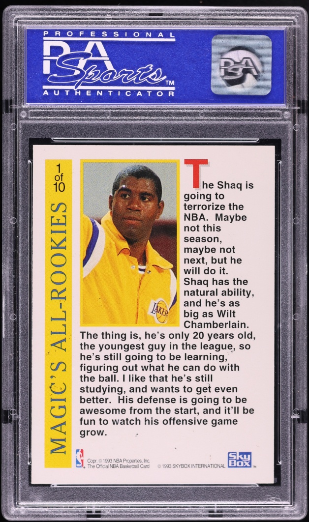 1992 Hoops Magics All-Rookie Team Shaquille O'Neal ROOKIE #1 PSA 8 NM-MT