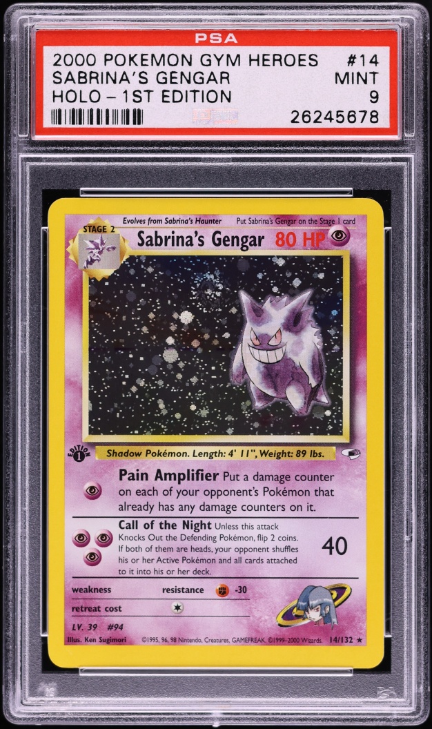 2000 Pokemon Gym Heroes 1st Edition Holo Sabrina's Gengar #14 PSA 9 MINT