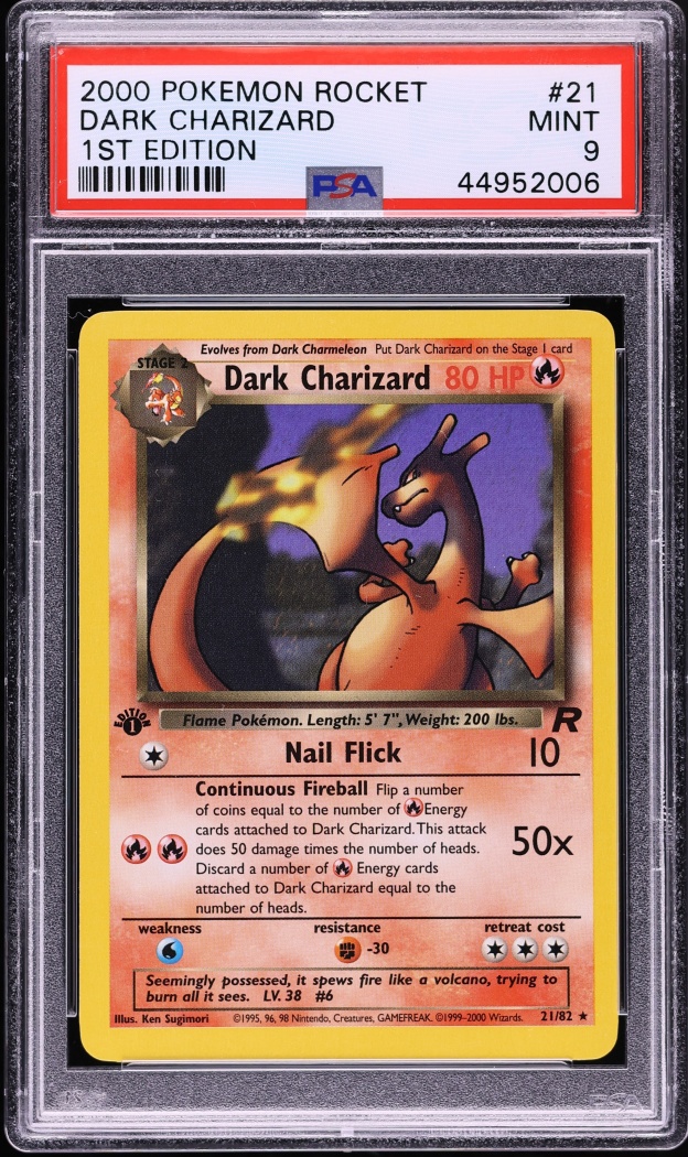 2000 Pokemon Team Rocket 1st Edition Dark Charizard #21 PSA 9 MINT