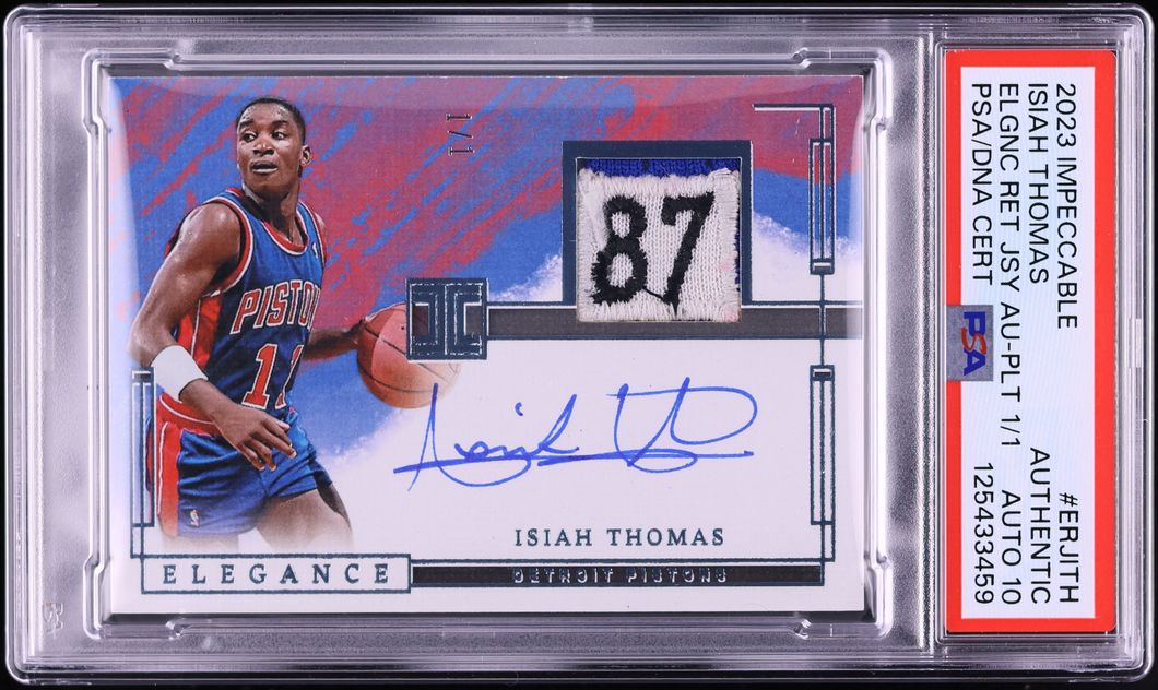 2023 Panini Impeccable Elegance Isiah Thomas PATCH AUTO DNA 10 1/1 #ERJ-ITH PSA AUTH