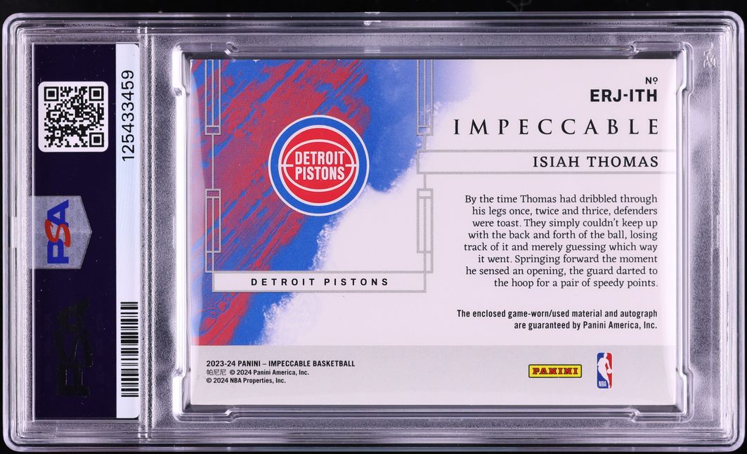2023 Panini Impeccable Elegance Isiah Thomas PATCH AUTO DNA 10 1/1 #ERJ-ITH PSA AUTH