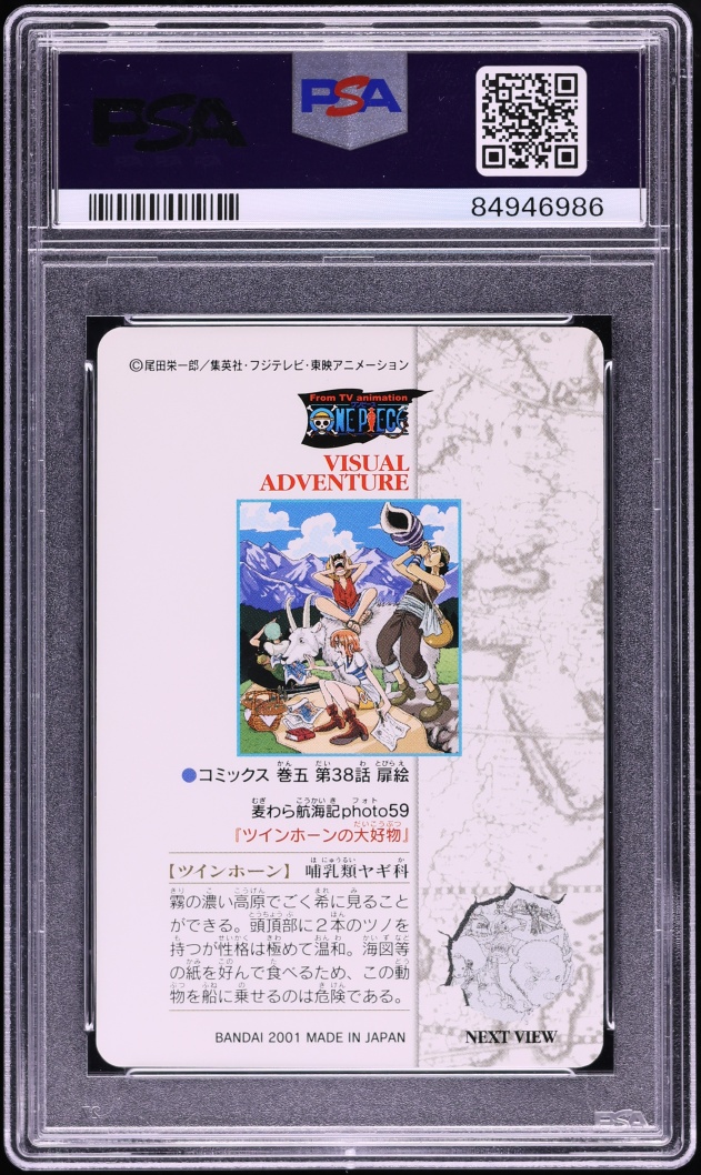 2001 One Piece Japanese Bandai Carddass Visual Adventure Pt. 3 Luffy Nami Usopp Zoro #95 PSA 10