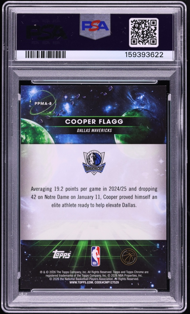 2025 Topps Chrome Cosmic Planetary Pursuit Mars Cooper Flagg ROOKIE #PPMA-8 PSA 10 GEM MINT