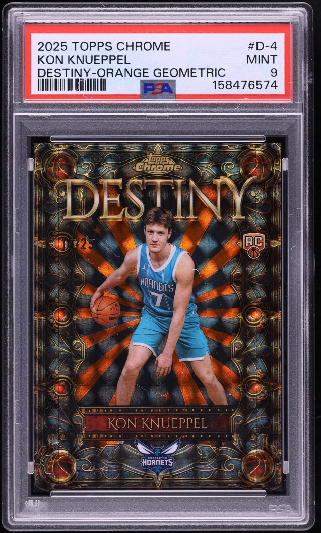 2025 Topps Chrome Basketball Geometric Orange Refractor Kon Knueppel #D-4 PSA 9