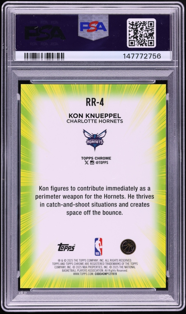 2025 Topps Chrome Radiating Kon Knueppel ROOKIE #RR-4 PSA 10 GEM MINT