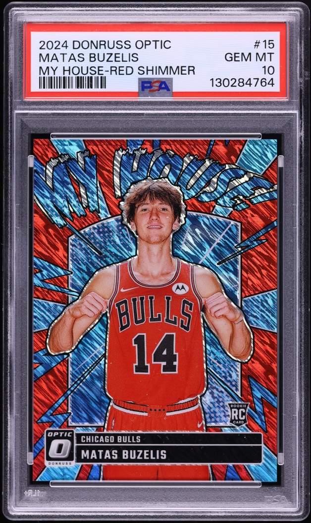 2024 Donruss Optic My House Red Shimmer Prizm Matas Buzelis ROOKIE /75 #15 PSA 10 GEM MINT
