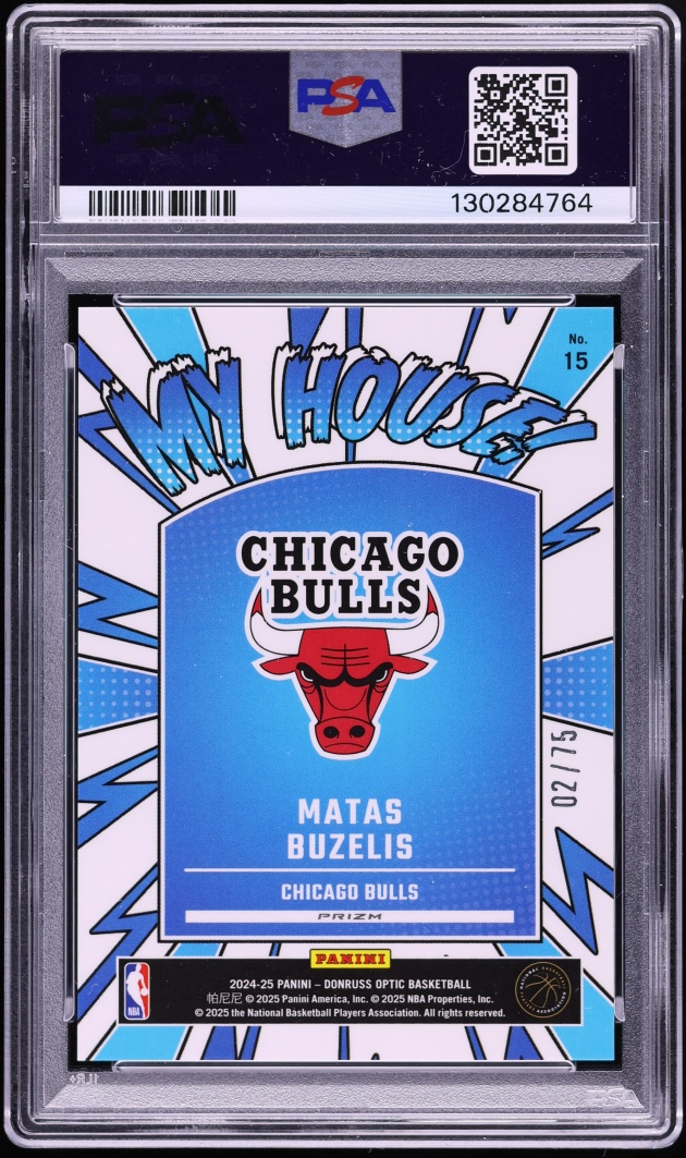 2024 Donruss Optic My House Red Shimmer Prizm Matas Buzelis ROOKIE /75 #15 PSA 10 GEM MINT