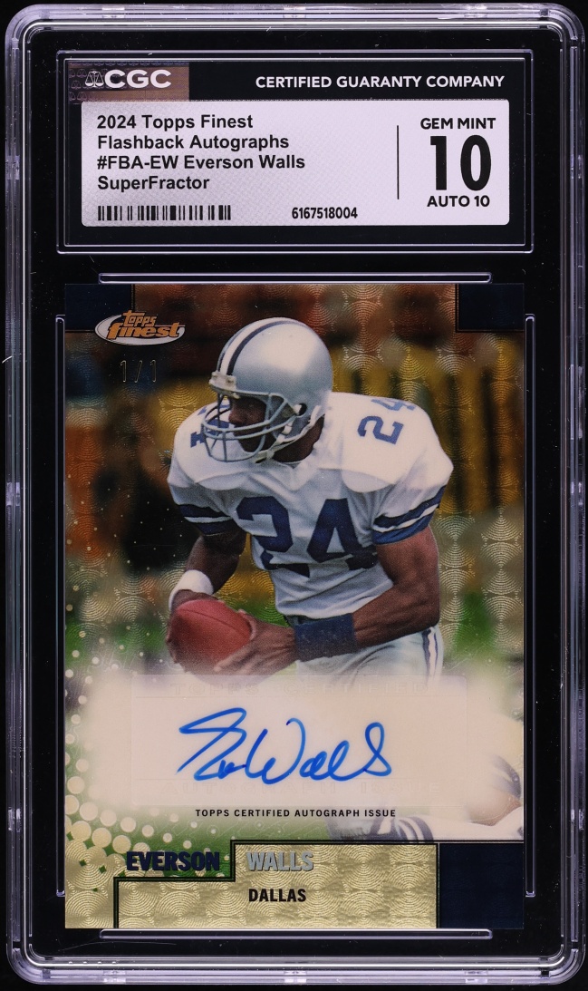 2024 Topps Finest Flashback SuperFractor Everson Walls AUTO 1/1 #FBA-EW CGC 10 GEM MINT