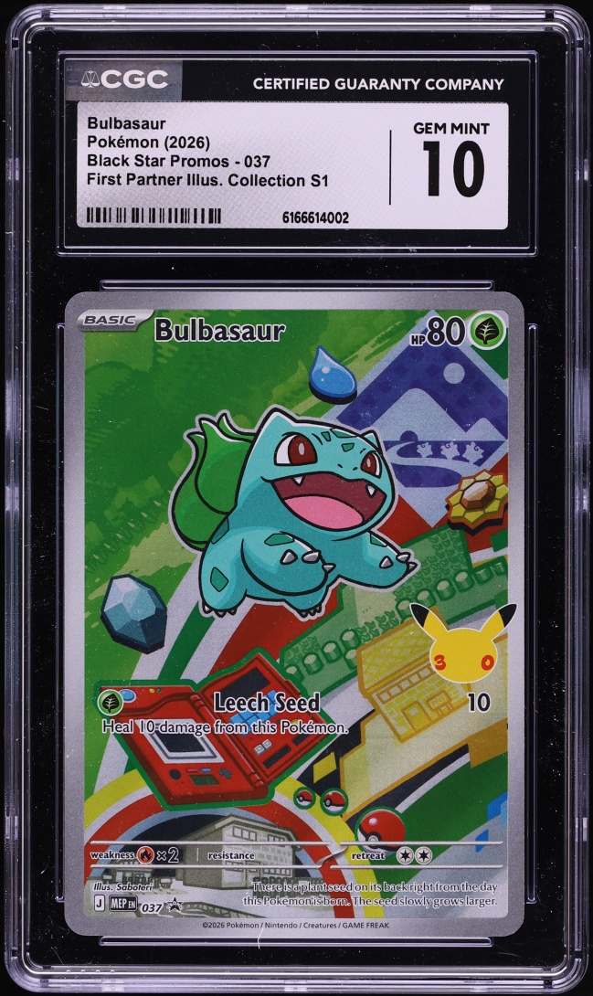 2026 Pokemon Mega Promo First Partner Illustration Full Art Bulbasaur #37 CGC 10 GEM MINT