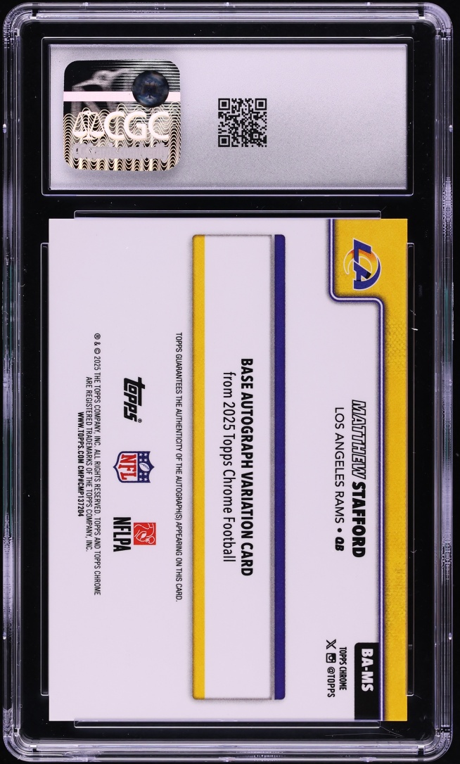 2025 Topps Chrome Orange Refractor Matthew Stafford AUTO /25 #BA-MS CGC 8 NM-MT