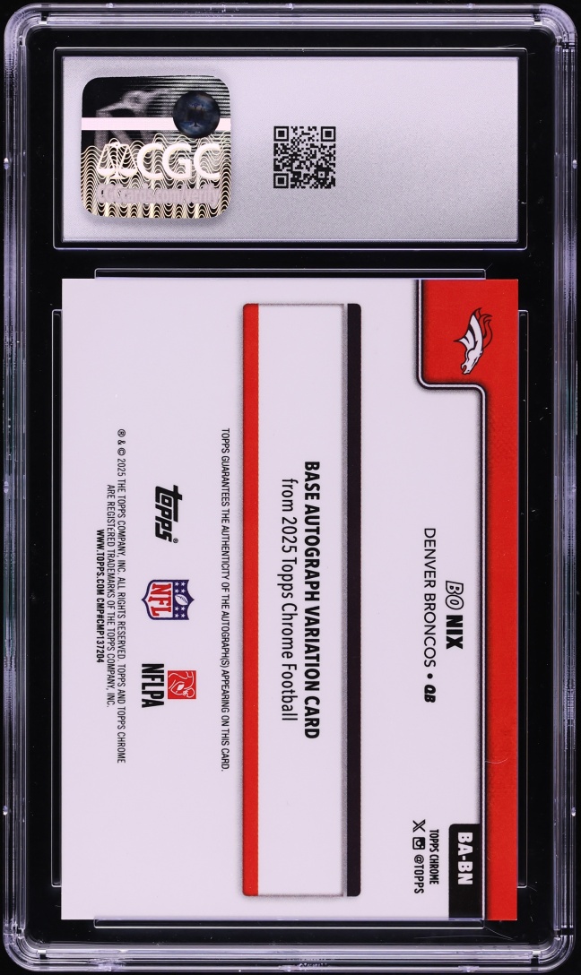 2025 Topps Chrome Blue Lava Refractor Bo Nix AUTO /150 #BA-BN CGC 9.5 MINT+