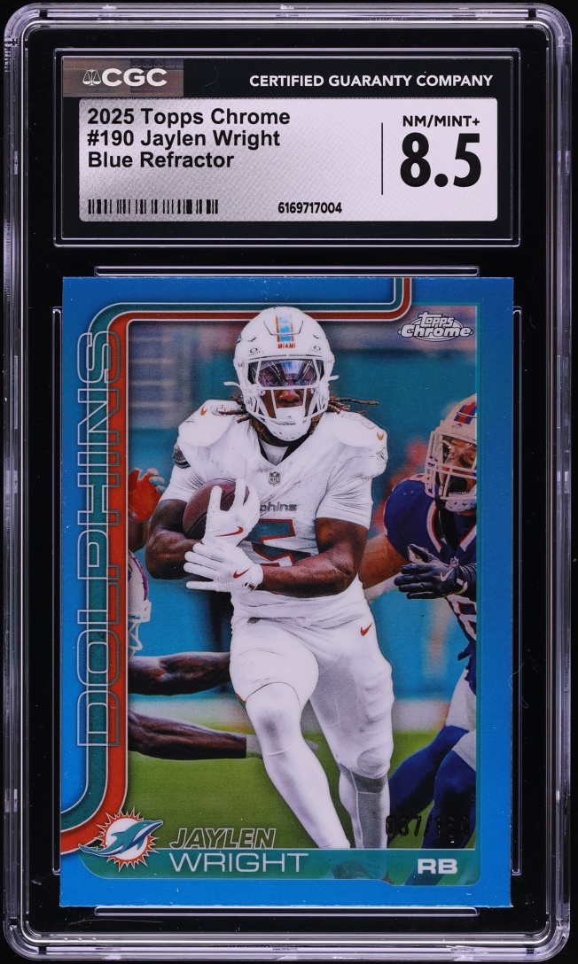 2025 Topps Chrome Blue Refractor Jaylen Wright #190 CGC 8.5 NM-MT+