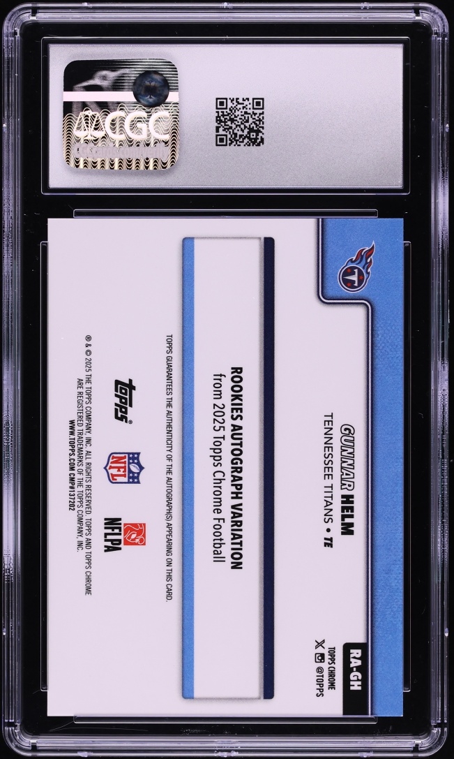 2025 Topps Chrome Pink Refractor Gunnar Helm ROOKIE AUTO /250 #RA-GH CGC 9 MINT