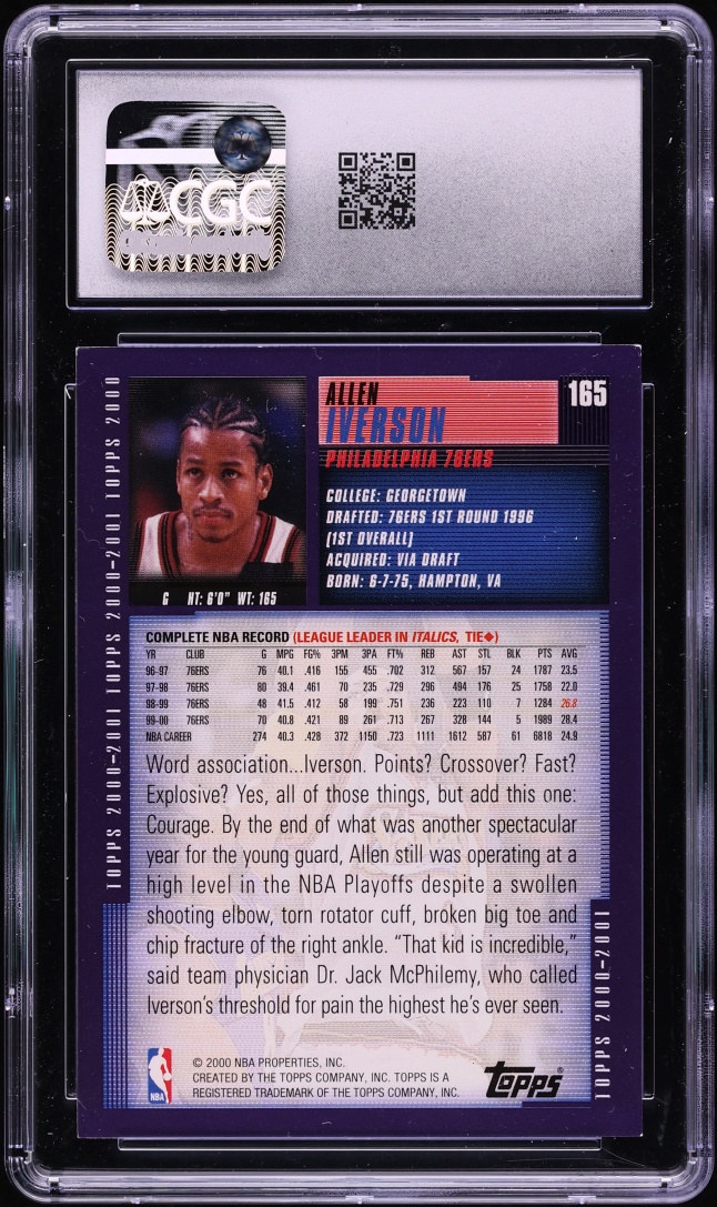 2000 Topps Basketball Allen Iverson #165 CGC 7.5 NRMT+