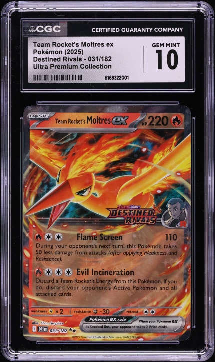 2025 Pokemon SV Destined Rivals Ultra Premium Holo Team Rocket's Moltres Ex #31 CGC 10 GEM MINT
