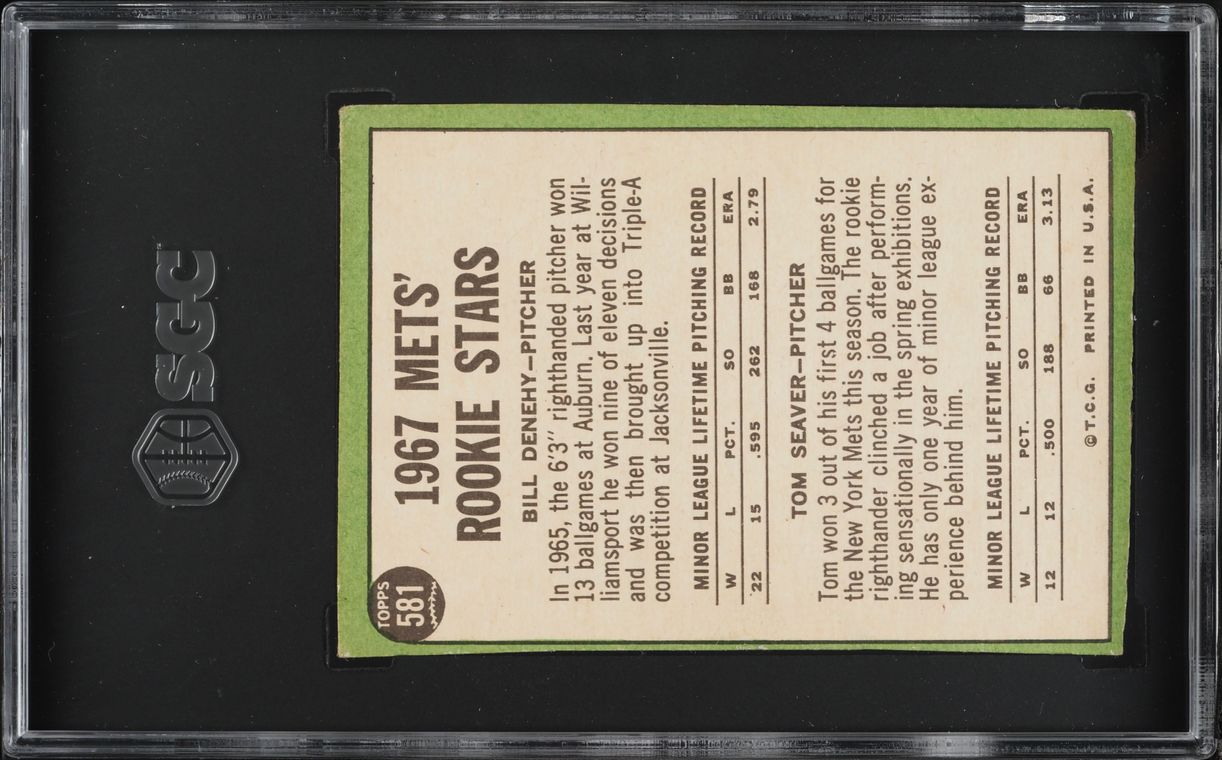 1967 Topps Tom Seaver Bill Denehy ROOKIE #581 SGC AUTH