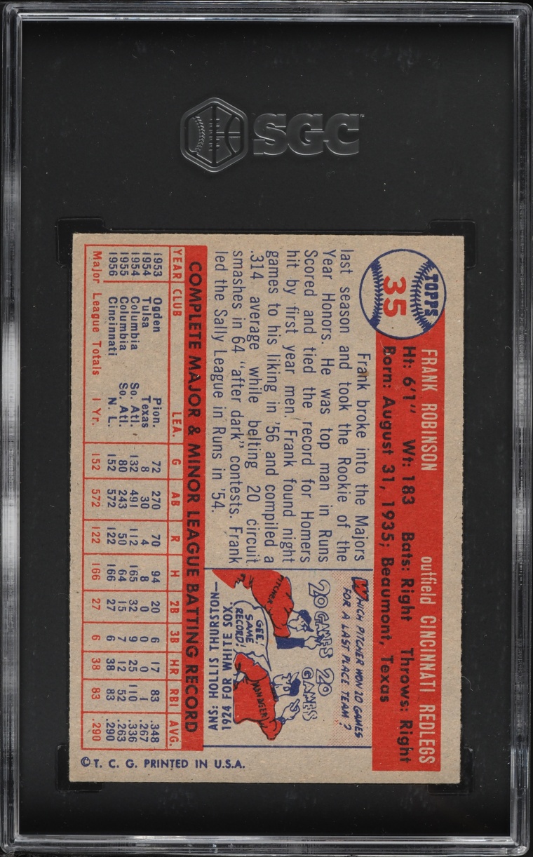 1957 Topps Frank Robinson ROOKIE #35 SGC 5 EX
