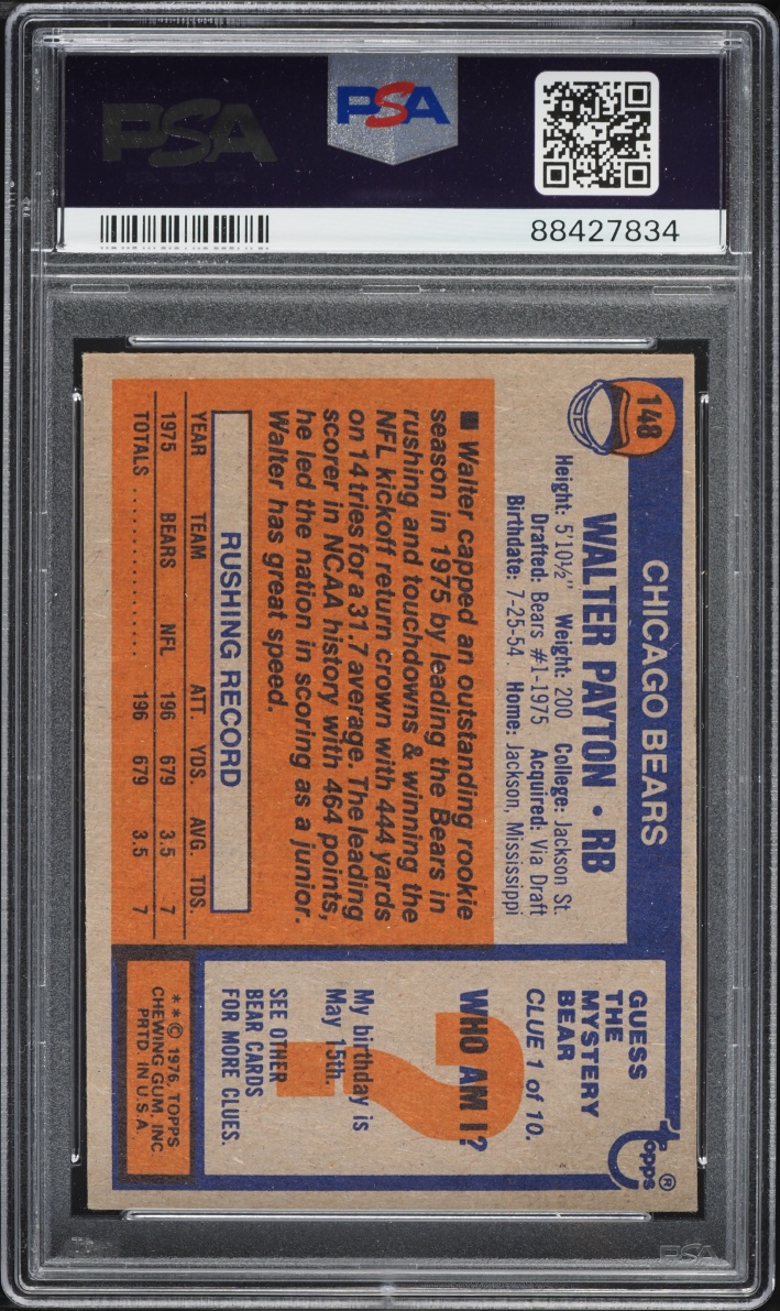 1976 Topps Football Walter Payton ROOKIE #148 PSA 4 VGEX
