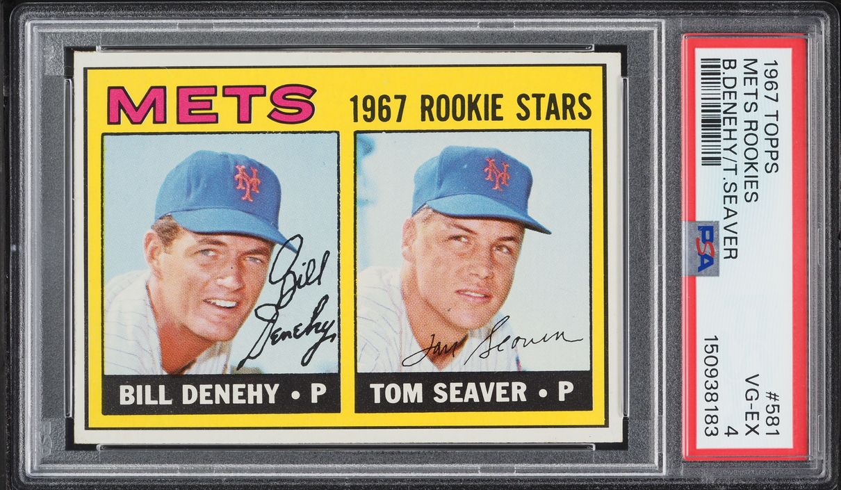 1967 Topps Mets Bill Denehy Tom Seaver ROOKIE #581 PSA 4 VGEX