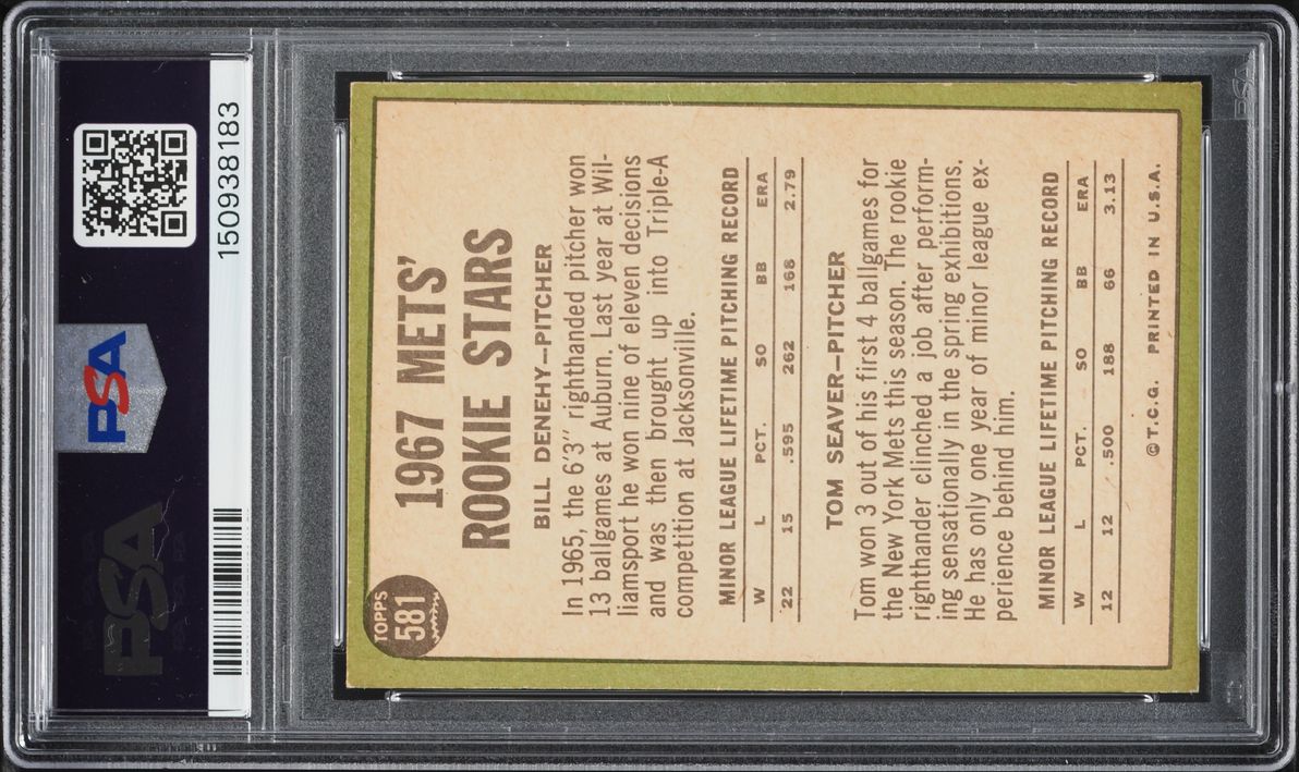 1967 Topps Mets Bill Denehy Tom Seaver ROOKIE #581 PSA 4 VGEX