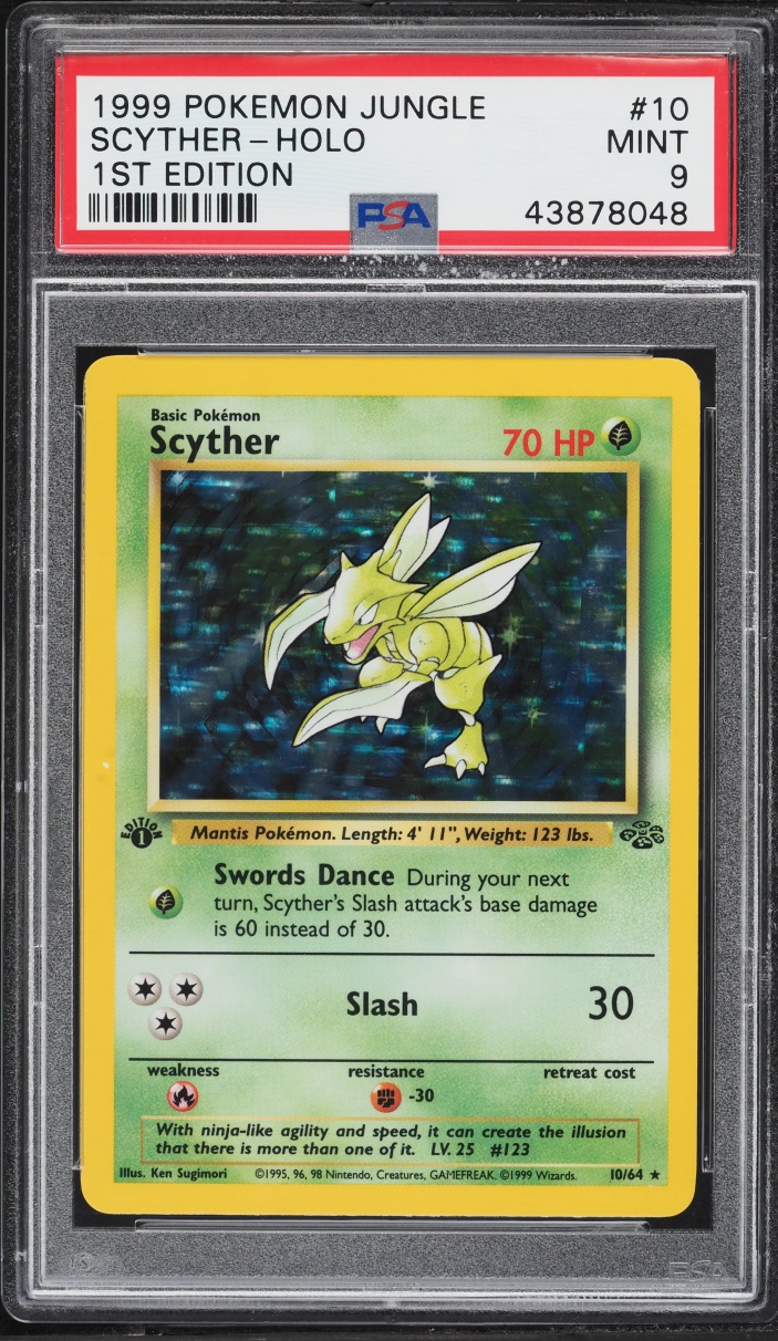 1999 Pokemon Jungle 1st Edition Holo Scyther #10 PSA 9 MINT