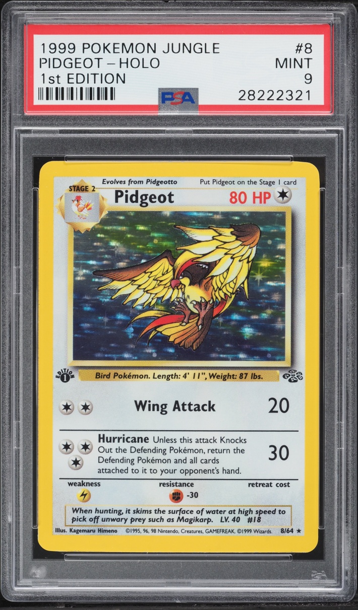 1999 Pokemon Jungle 1st Edition Holo Pidgeot #8 PSA 9 MINT